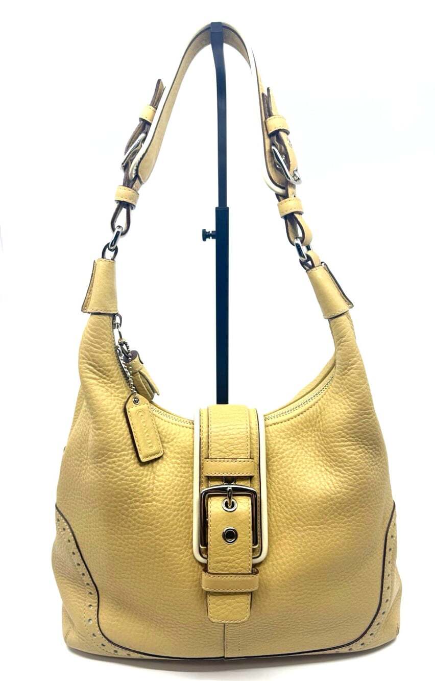 VTG 2005 Coach Hamptons Buckle Hobo 5054 RARE Ivory Pebbled Leather Y2K PRISTINE